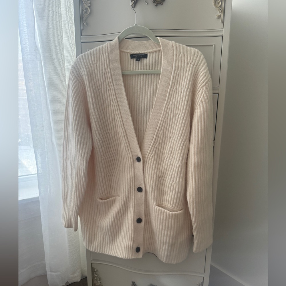 Women's 100% CASHMERE Cream Cardigan Sweater